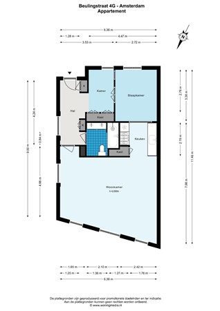 Floorplan - Beulingstraat 4G, 1017 BA Amsterdam